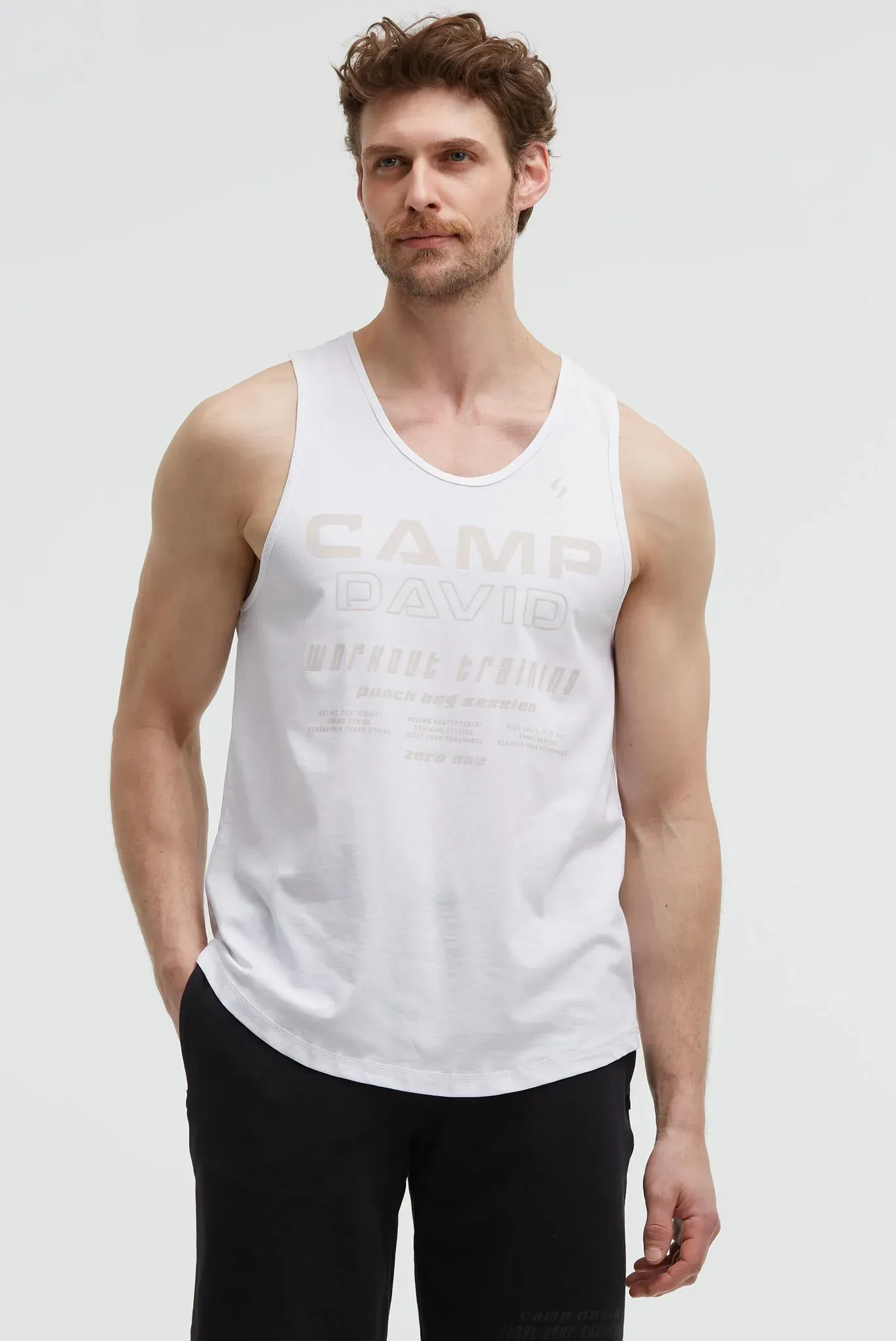 Tanktop CAMP DAVID, Herren, Gr. 3XL, weiß, Single Jersey, Material: 95% Baumwolle, 5% Elasthan, bedruckt, regular fit normal, Rundhals, Tops Tanktop, aus Baumwolle