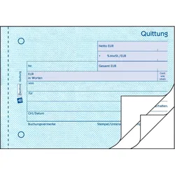 Avery Zweckform Quittung mit MwSt, A6 quer, 2 Durchschläge, mit Mikroperforation, teilweise geloch, 3 x 50 Blatt