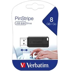 Verbatim USB 2.0 Stick 8GB, PinStripe, schwarz