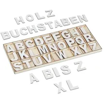 Relaxdays XL Holzbuchstaben Set, 104-teilig Beige,Weiß