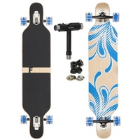 FunTomia Longboard Longboard in 3 Flex Stufen Camber Ahornholz + T-Tool mit LED Rollen, Camber Twin Tip blau