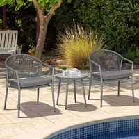 Outsunny Rattan Bistroset Sitzgruppe, Gartengarnitur mit 2 Gartensesseln, Couchtisch,