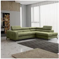 Fun Möbel Ecksofa Schlafsofa AMADEO, Stoff Anafi Limettengrün Ottomane