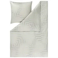 Estella Mako Jersey Bettwäsche 135x200 Theo beige Quadrate Streifen
