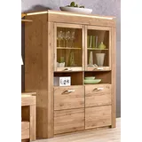 vogl möbelfabrik Vitrine VOGL MÖBELFABRIK, braun (wildeiche teilmassiv), B:142cm H:156cm T:40cm, Schränke, Vitrine, Höhe 156 cm