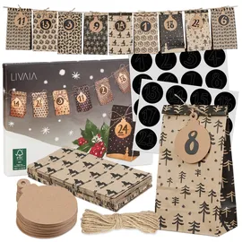 LIVAIA DIY Adventskalender Selber Befüllen 2025 Braun/Schwarz