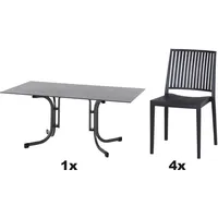 Siena Garden Gartenmöbel Set Lane 5-teilig 160 cm x 90 cm Anthrazit