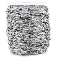 4 m dicke silberne Edelstahl-Panzerkette mit Spule, 4 mm Büroklammerkette, Handarbeit, ovale Gliederkette für Armband, Halskette, Schmuck, DIY