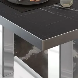 GGM Möbel Bistro Loungetisch 120 x 70 x 41 cm Schwarz Marmor/Edelstahl