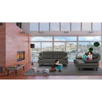 Calia Italia 2,5-Sitzer CALIA ITALIA "Cezanne, italienisches Design trifft erstklassigen Sitzkomfort, Leder", grau (327 grigio scuro), B:195cm H:90cm T:109cm, Sofas, Edles Designsofa in besonders langlebigen & pflegeleichten Lederarten