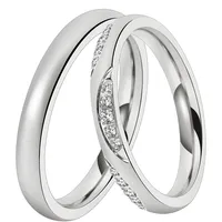 Trauring DOOSTI "Schmuck Geschenk Edelstahl Trauring Ehering Partnerring LIEBE" Gr. 54, silber (edelstahlfarben, kristallweiß), Fingerringe, 54,mit Zirkonia, Edelstahl, 3mm, wahlweise mit oder ohne Zirkonia