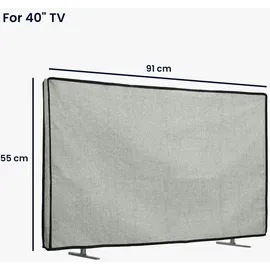 kwmobile 40" TV Abdeckung Indoor - Fernseher Hülle Bildschirmschutz Abdeckung - TV Bildschirm Staubschutzhülle - Fernsehabdeckung - Leinen Hellgrau