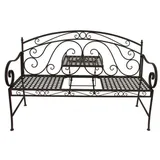 Home4Living Gartenbank Bank SAKET schwarz 950487 mit hochklappbarem Tisch schwarz