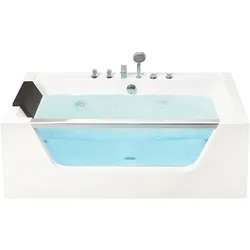 Whirlpool Badewanne weiß rechteckig 170 x 80 cm MANTA