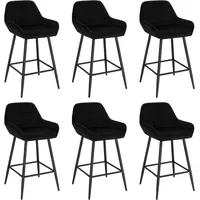 Woltu Barhocker 6er Set Samt 0 x 0 x 0 cm Schwarz