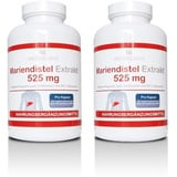 Mariendistel Extrakt 525 mg - 80% Silymarin (420mg) - 400 vegetarische Kapseln - frei von Trennmitteln und Füllstoffen (2 Packungen a 200 Kapseln)