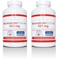 Mariendistel Extrakt 525 mg - 80% Silymarin (420mg) - 400 vegetarische Kapseln - frei von Trennmitteln und Füllstoffen (2 Packungen a 200 Kapseln)