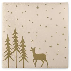 Airlaid Serviette Liane in Pebble Stone, 40 x 40 cm, 50 Stück - Mank - Wald Hirsch weihnachtlich