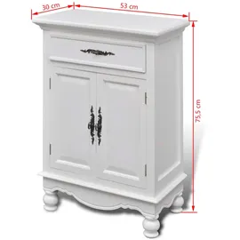 vidaXL Holzschränkchen mit 2 Türen 1 Schublade Weiß