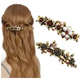 luxuskollektion Automatische Haarspangen Damen Vintage Groß Blume Kristall Perle Hair
