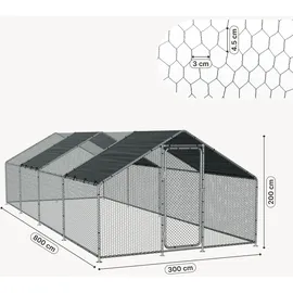 pro.tec Freilaufgehege Wels 300 x 800 x 200 cm grün/silberfarben