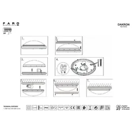 FARO Deckenleuchte DAKRON Kunststoff 57,0 cm E27 dimmbar IP65 weiß