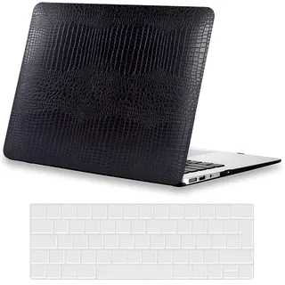 AUSMIX Hülle Case Kompatibel mit MacBook Pro 13 Zoll 2024 2023 2022 2021-2016 M2 M1 A2338 A2289 A2251 A2159 A1989 A1706 A1708 mit/ohne Touch Bar,Premium Leder Kunststoff Hard Case, Schwarz