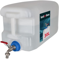 KOTARBAU® Wasserkanister 30l mit Hahn Kunststoff Wasserbehälter Weiß Kanister Wassertank Trinkwasserkanister Camping Wasserkanister Trinkwassertank Wasser Behälter