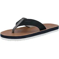 Zehentrenner RIEKER, Herren, Gr. 43, blau (nachtblau), Nubukleder, unifarben, Schuhe Zehentrenner, Sommerschuh, Strandschuh, Badeschuh, Poolslide mit Zehensteg