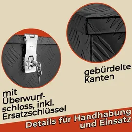 Trucky Deichselbox Schwarz Werkzeugkasten Truckbox Alu Box Anhänger Kiste mit Deckel Abschließbar Alubox Transportbox Werkzeugbox Aluminium Aufbewahrungsbox