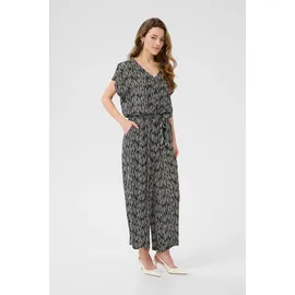Kaffe Jumpsuit "Overall KAmille", Damen, Gr. 36, N-Gr, schwarz (schwarz, chalk graphic lines), Obermaterial: 100% Viskose LENZING ECOVERO CV LenzEcov., Overalls Jumpsuit