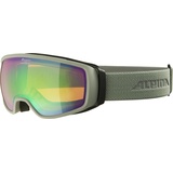 Alpina DOUBLE JACK Q-LITE - Verspiegelte, Kontrastverstärkende OTG Skibrille Mit 100% UV-Schutz Für Erwachsene, moongrey, One Size
