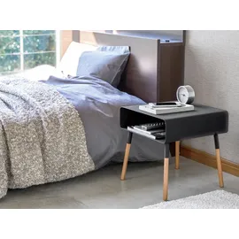 Yamazaki Beistelltisch, schwarz, Stahl/Holz, Minimalistisches Design, 35 x 35 x 35 cm