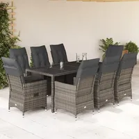 vidaXL Garten-Essgruppe 9-tlg. Grau