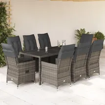 vidaXL Garten-Essgruppe 9-tlg. Grau
