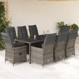 vidaXL Garten-Essgruppe 9-tlg. Grau
