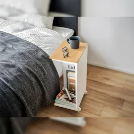 Yamazaki Beistelltisch mit Rollen Tower weiß 31x55x22 cm