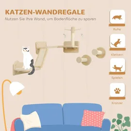 PawHut Kletterwand 3-teilig 56 x 110 x 73 cm beige
