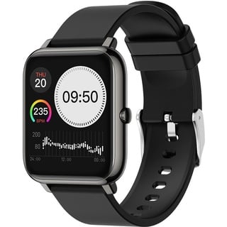 Wasserdichte Fitness Armband P22 Smart Uhr für Männer Frauen Sport Uhr Schrittzähler für Walking Herz Rate Monitor Blutdruck, schwarz - Schwarz