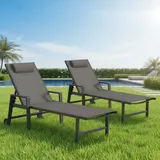 2x Sonnenliege Aluminium Gartenliege 200KG & Rollen wetterfest Relaxliege