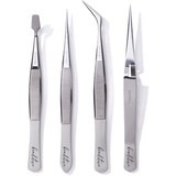 Beaditive Professionelles Präzisionspinzetten-Set aus Edelstahl - Bastelpinzette für Schmuck und Nagelkunst - 4-teiliges hochpräzises Schmuckpflückwerkzeug