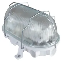 Blulaxa Kellerleuchte Oval Metallkorb E27 IP44 1 Brennstellen weiß