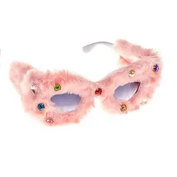 Plüsch-Brille mit Strasssteinen, rosa