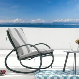 Svita Schaukelstuhl EIBY Deluxe Polyester 65 x 87 x 88 cm Hellgrau gepolstert mit Kissen