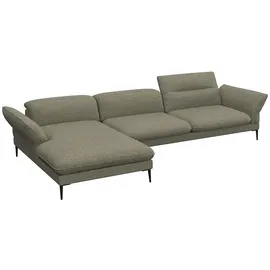 flexlux Ecksofa Salino, Funktionssofa mit Recamiere, Relaxsofa, Ecksofa, Sofa mit Arm- und Kopfteil-Verstellungen, Kaltschaum & Stahl-Wellen grün