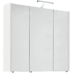 Spiegelschrank mit Beleuchtung, weiß matt, 3 Türen, 850 x 750 x 188 mm