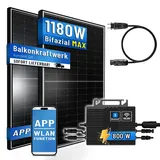 PIANETA Balkonkraftwerk BIFACIAL 1170W/800W Solaranlage mit 800W Micro Wechselrichter WiFi Bluetooth, 2x450W Bifaziale Marken Solarmodule mit Electronic Way Wechselrichter