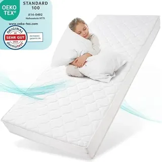 Sun Garden Kindermatratze 90x200 cm H2, Oeko Tex 100 Zertifiziert, Matratze für Kinderbett, Bezug waschbar, Optimale Matratze für Kinder, Bezug mit Klimafaser-Versteppung, Modell P1440 ComfortPur