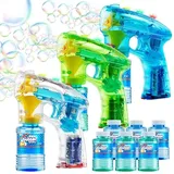 3 Seifenblasenpistole für Kinder mit Seifenblasen Flüssigkeit, Bubble Party Gefälligkeiten, Sommerspielzeug, Outdoor und Indoor Aktivitäten