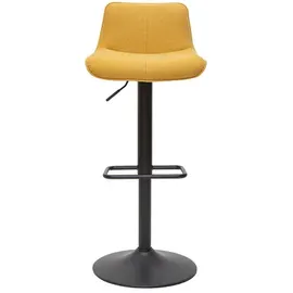 miliboo Barhocker 360° drehbar höhenverstellbar aus Stoff mit strukturiertem Samteffekt 2er Set Senfgelb